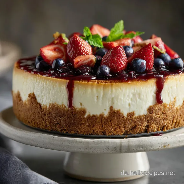 Slice of rich cheesecake resting on a plate, its creamy filling contrasting with the dark, textured cookie crust.