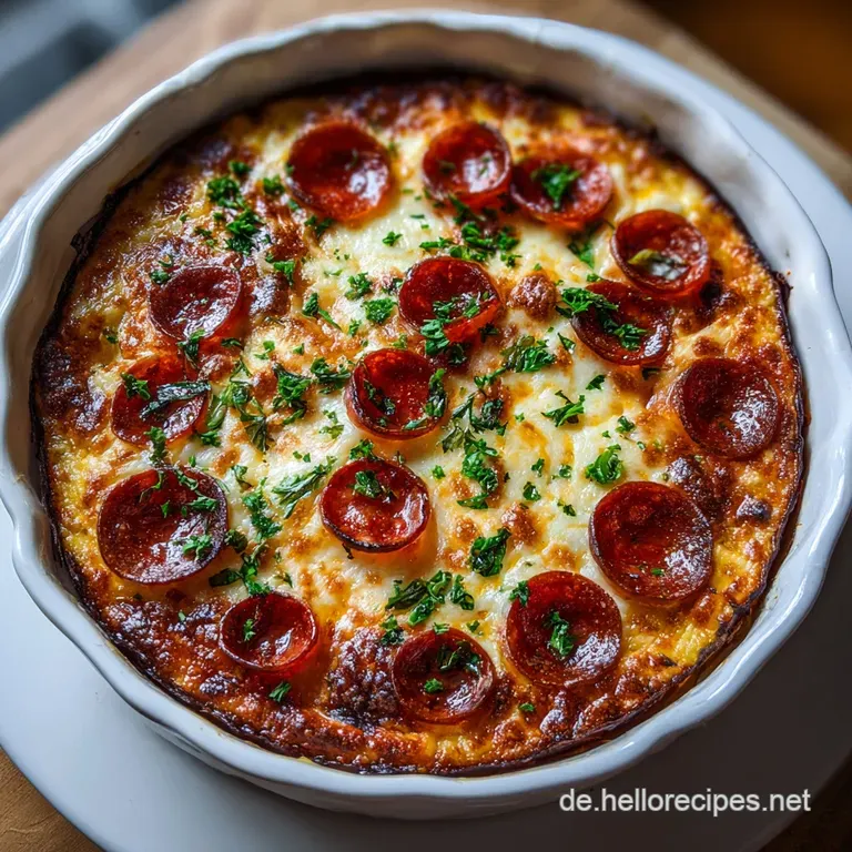 A single slice of keto pizza, artfully arranged with a delicate garnish of fresh herbs.