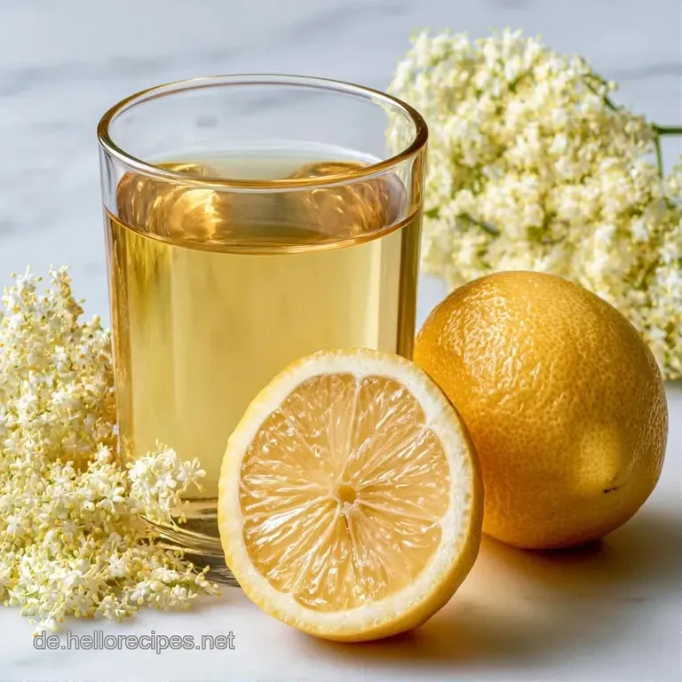 Bernsteinfarbener Sirup in einer Glaskaraffe, daneben ein k&uuml;hles Glas mit Eisw&uuml;rfeln und einem gr&uuml;nen Minzblatt.