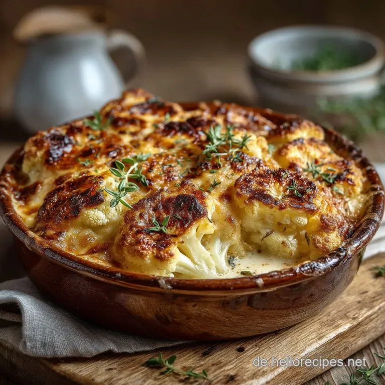 Der Klassiker Cremiges Blumenkohl Gratin mit Goldbrauner Käsekruste