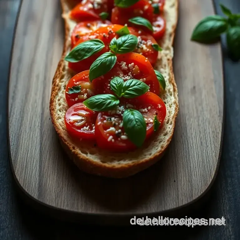 Klassisches Bruschetta Rezept mit frischen Tomaten presentation