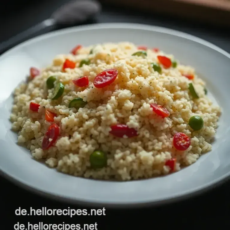 Klassisches Couscous mit Gemüse und frischen Kräutern presentation