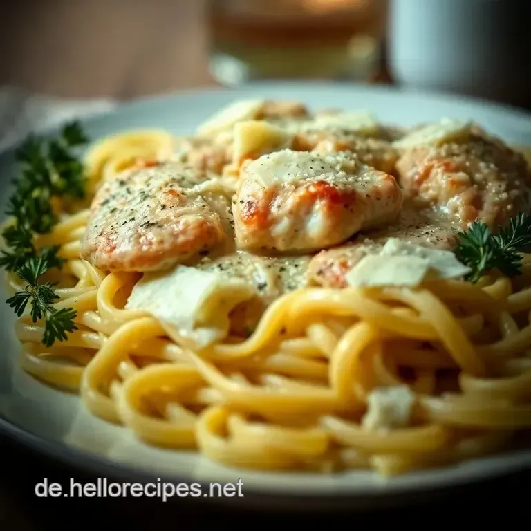Klassisches Hähnchen Alfredo – Ein italienischer Traum auf dem Teller presentation