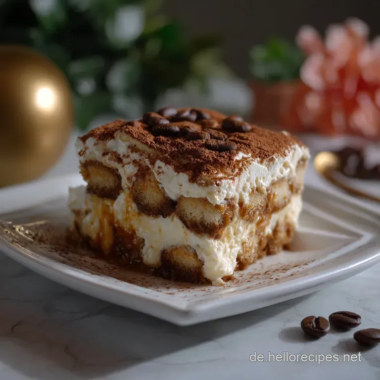 Elegant dessert in a glass, showcasing distinct layers of creamy filling and dark coffee-soaked biscuits. A visually balan...