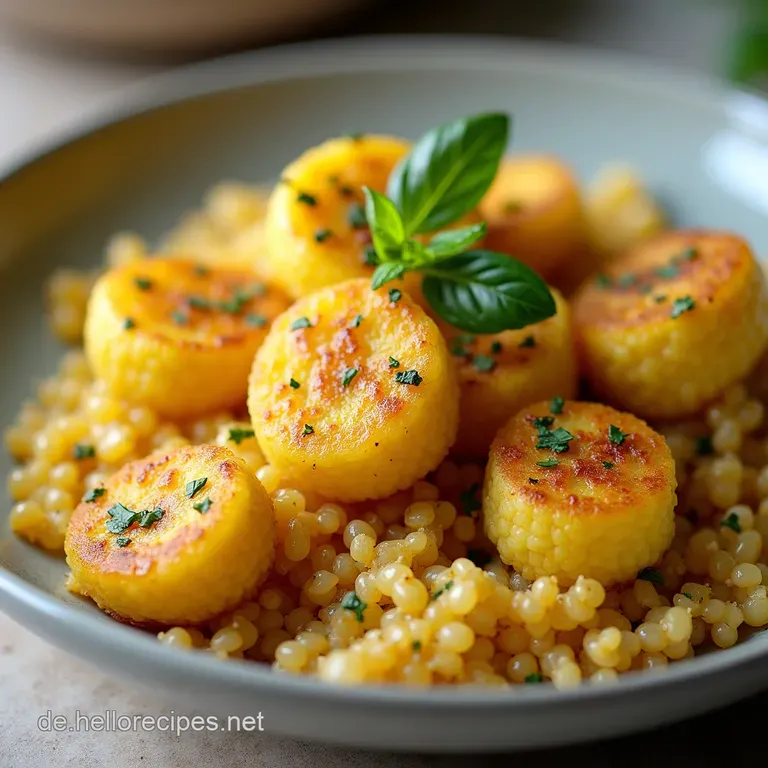 Goldene Knoblauchwolken Fluffiger Quinoa in aromatischer KräuterKnoblauchbutter