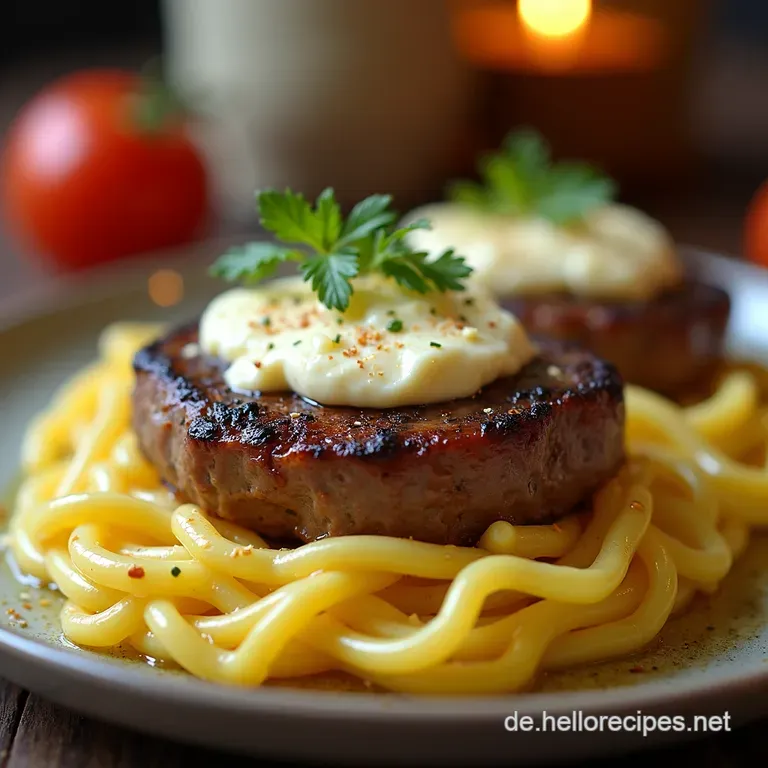 Knoblauchbuttersteakhappen Mit Parmesanwolke presentation
