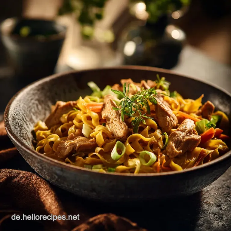 BlitzWokKlassiker Asiapfanne mit gebratenen Nudeln und zartem Hähnchen