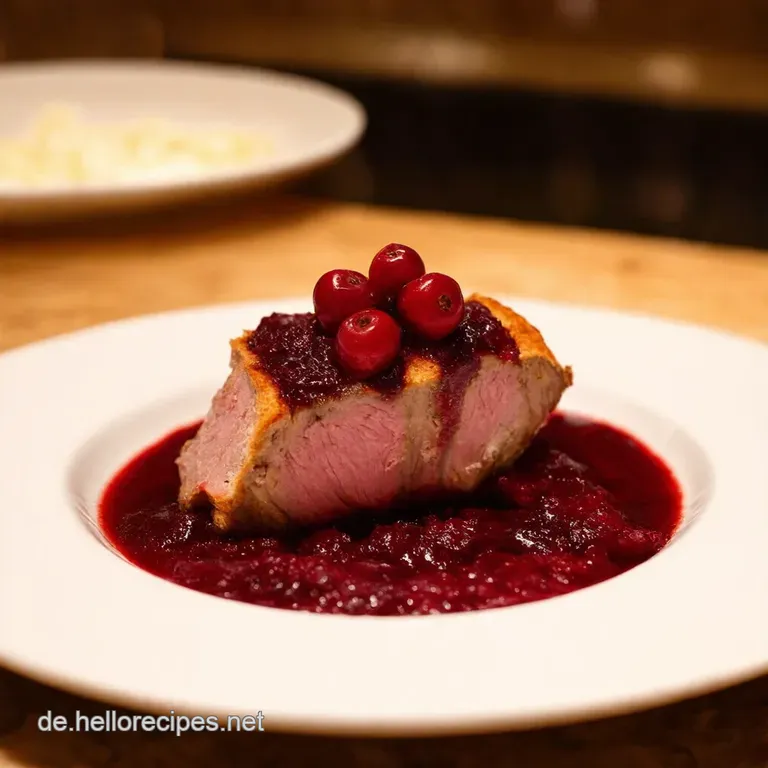 Knusprige Entenbrust Mit Kirschportweinso&szlig;e presentation