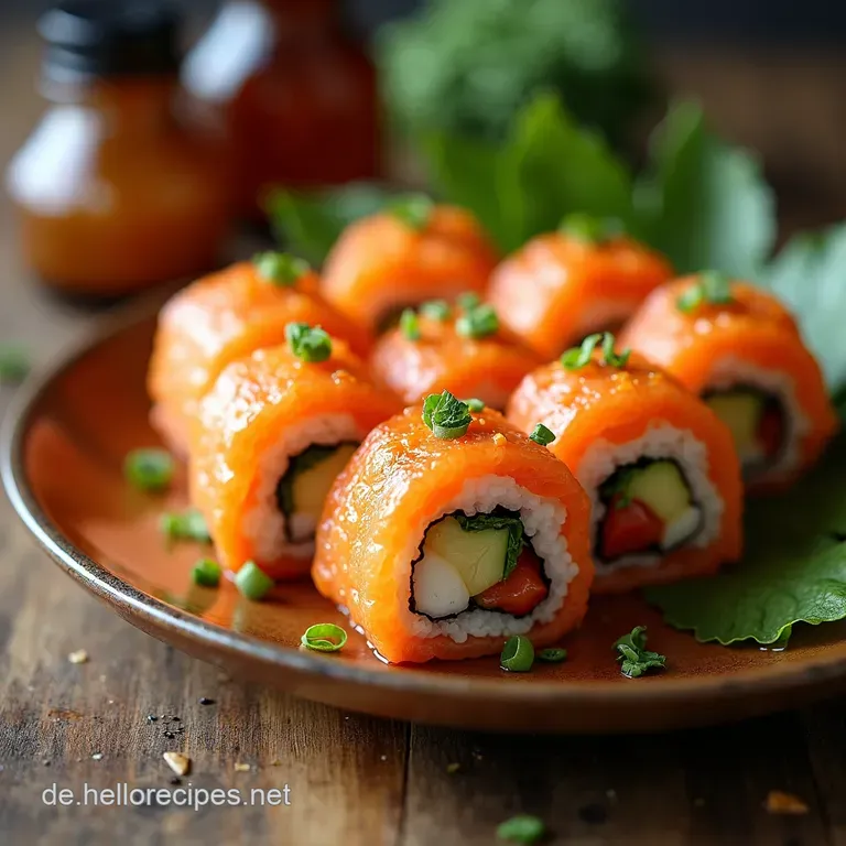 Knusprige LachsFeuerrollen Meine besten Spicy Salmon Fried Sushi Rolls