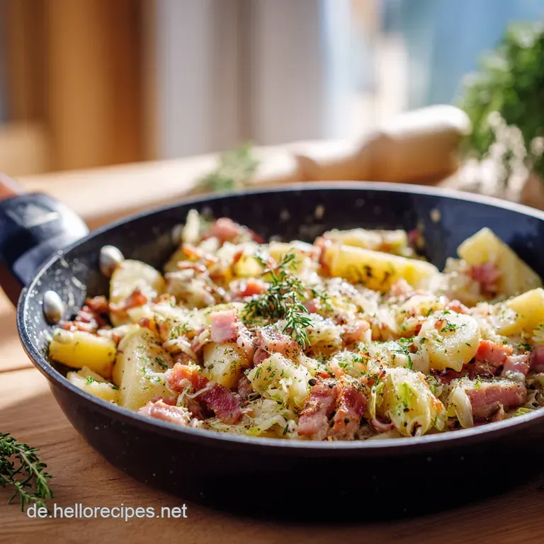 Spitzkohlschupfnudelpfanne Klassische Hausmannskost Mit Crunch presentation