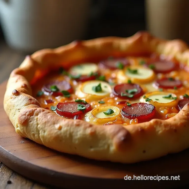Der Elsässer Traum Hauchdünner Flammkuchen mit Zwiebeln und Speck Garantiert knusprig presentation