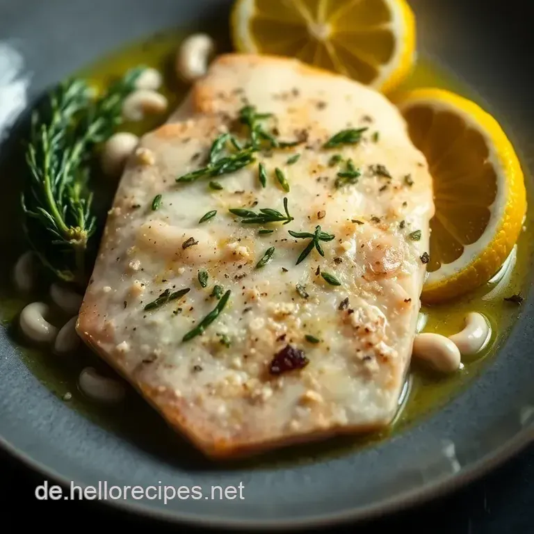 Knuspriges Pangasiusfilet mit Zitrone und Kräutern presentation