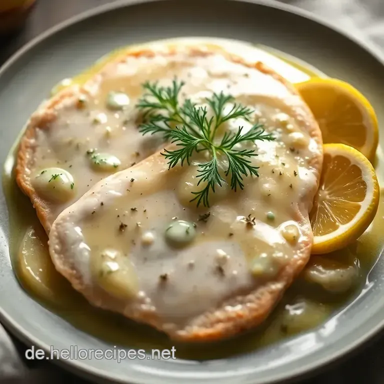 Knuspriges Seelachsfilet mit Zitronen-Dill-Sauce presentation