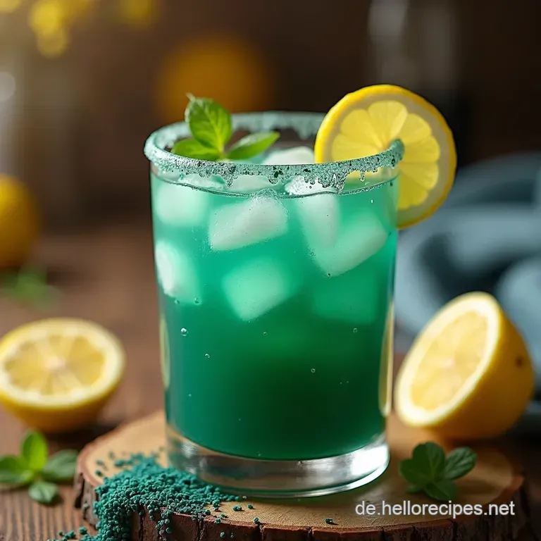 Königsblaue Meerjungfrauen Limonade Spirulina Wellness Drink presentation