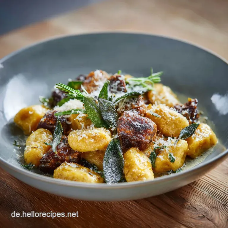 Herbstgold auf dem Teller KürbisGnocchi mit brauner SalbeiButter