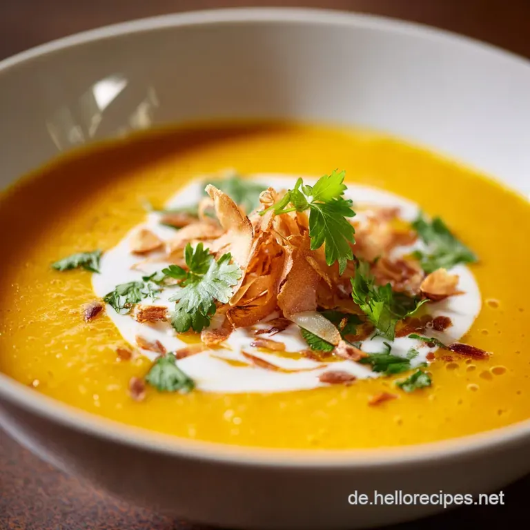 K&uuml;rbissuppe mit Kokosmilch: Der goldene Herbst-Klassiker mit Ingwer und Curry