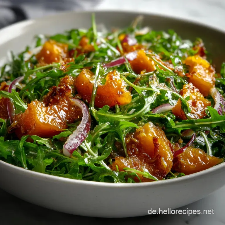 Lukewarm Pumpkin Arugula Salad Mit Ahornsirup presentation