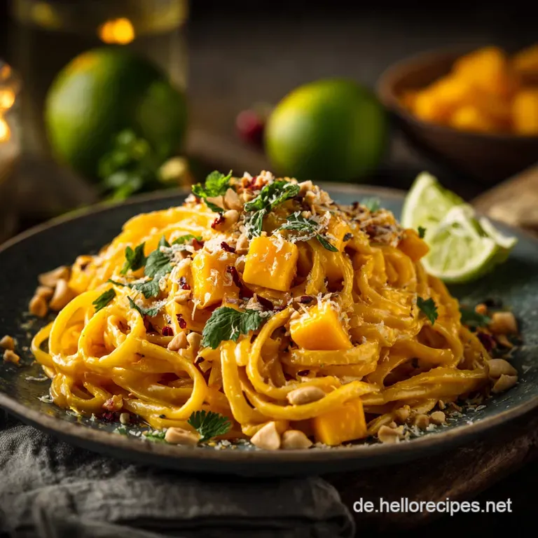 Mango Erdnuss Pasta Cremiger Asianudelsalat in Nur 25 Minuten presentation