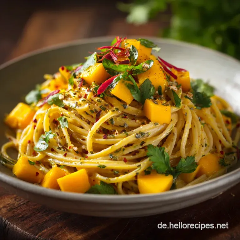 Mango Erdnuss Pasta Cremiger AsiaNudelsalat in nur 25 Minuten