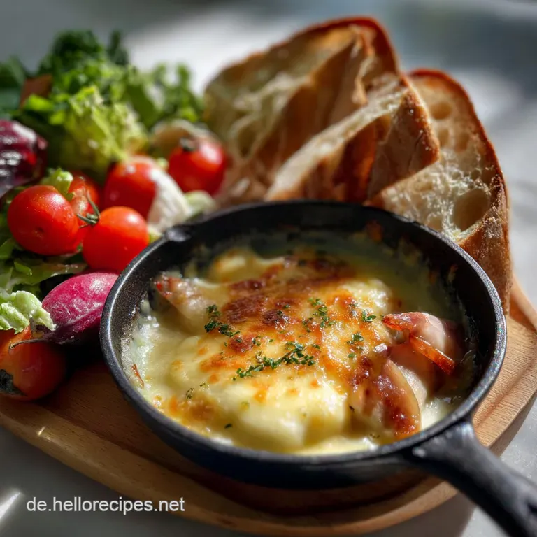 Melted cheese cascading over an assortment of colorful roasted vegetables and charcuterie, a feast for the eyes and palate.