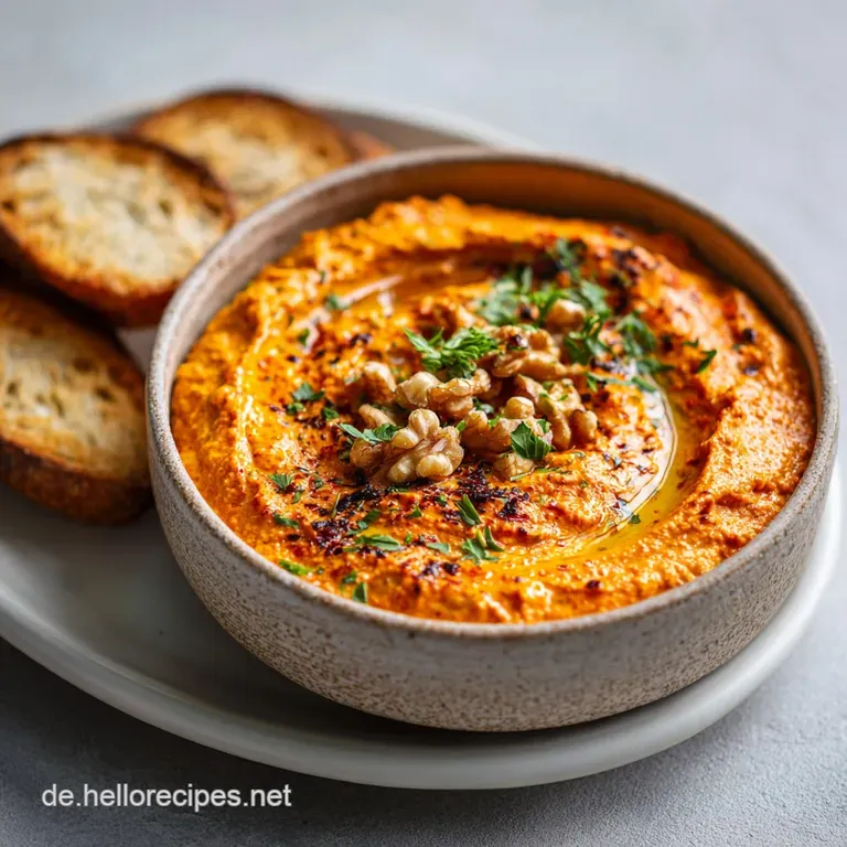 Muhammara Dip: Der Beste Rote Paprika-Walnuss-Dip presentation