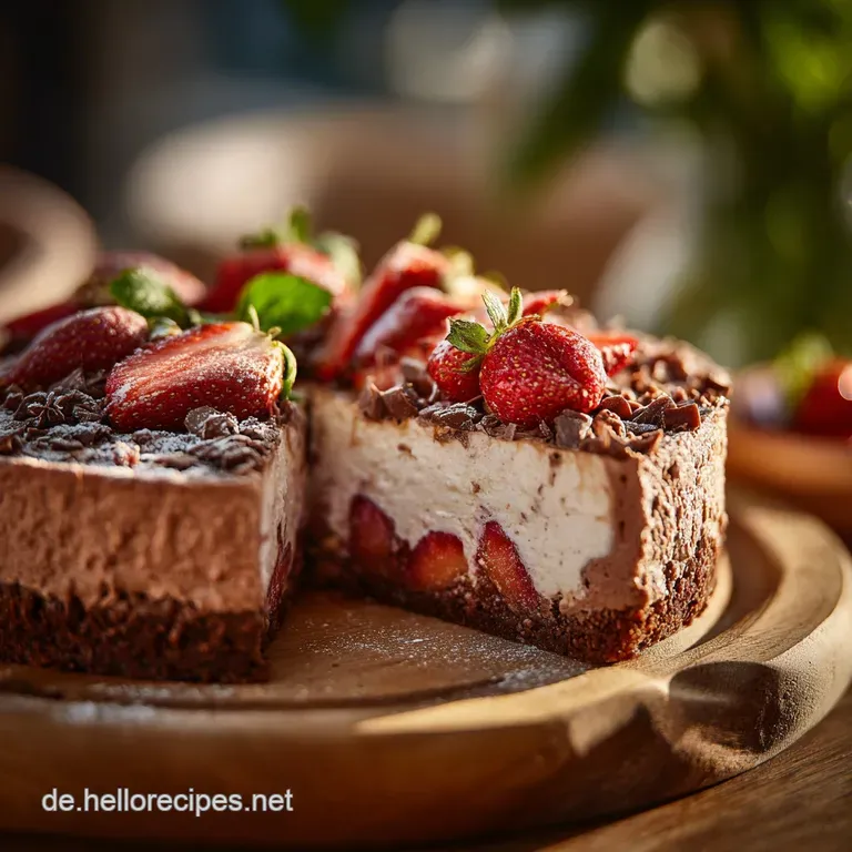 No Bake Schokokuchen mit Erdbeerschicht: Das cremige Blitzrezept f&uuml;r den Sommer