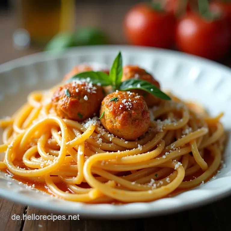 Ofenfrische Spaghetti mit Fleischb&auml;llchen