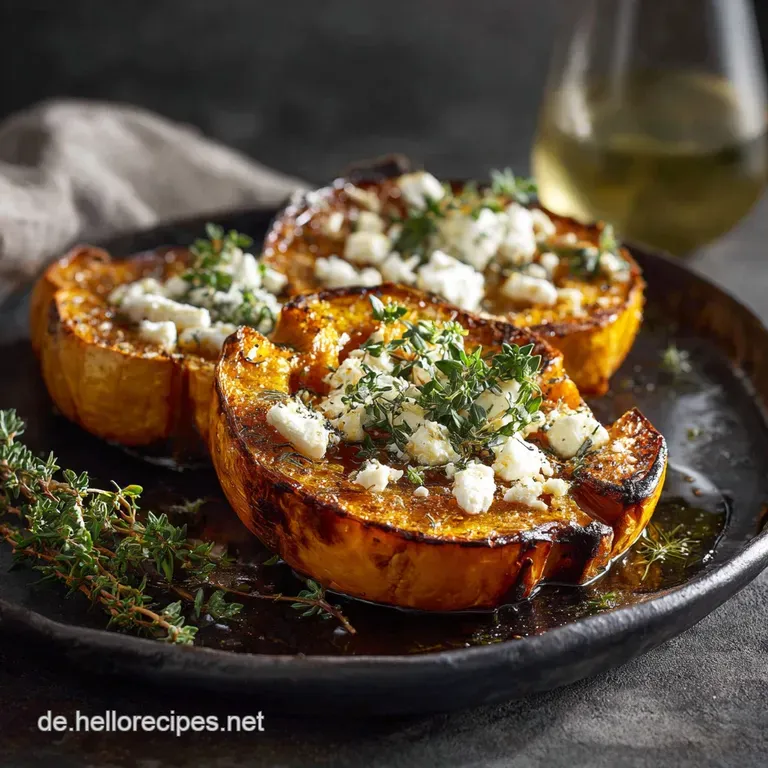 Ofenk&uuml;rbis Beilage mit Feta und Honig Goldener Herbstgenuss vom Blech