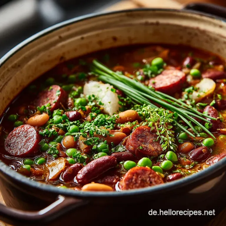 Der Echte Seelenwärmer Herzhafter Bohneneintopf Omas Art mit Mettwurst und Majoran