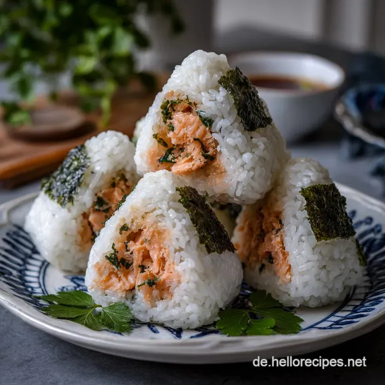 Onigiri Mit Lachsf&uuml;llung: Japanischer Reis-Snack presentation