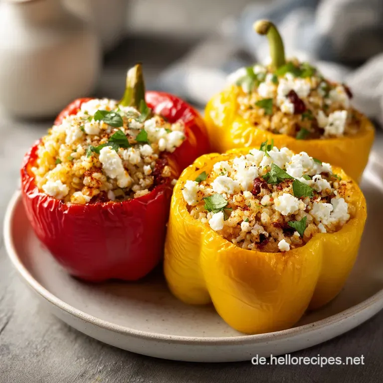 Gef&uuml;llte Paprika Reis Feta: Mediterran