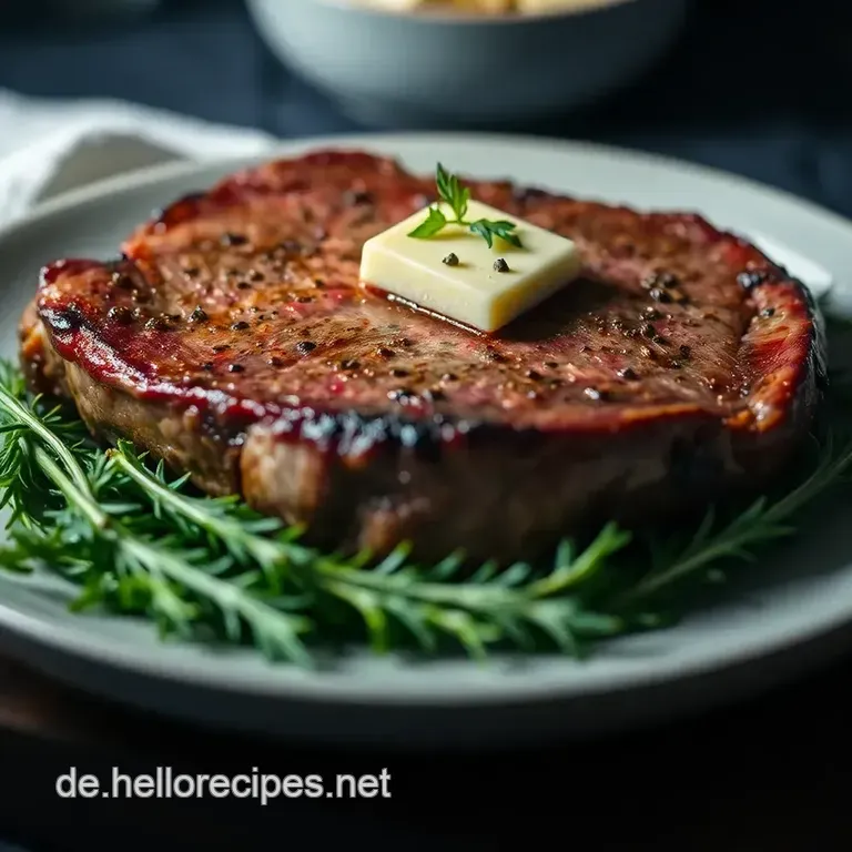 Perfektes Rindersteak mit Kräuterbutter presentation