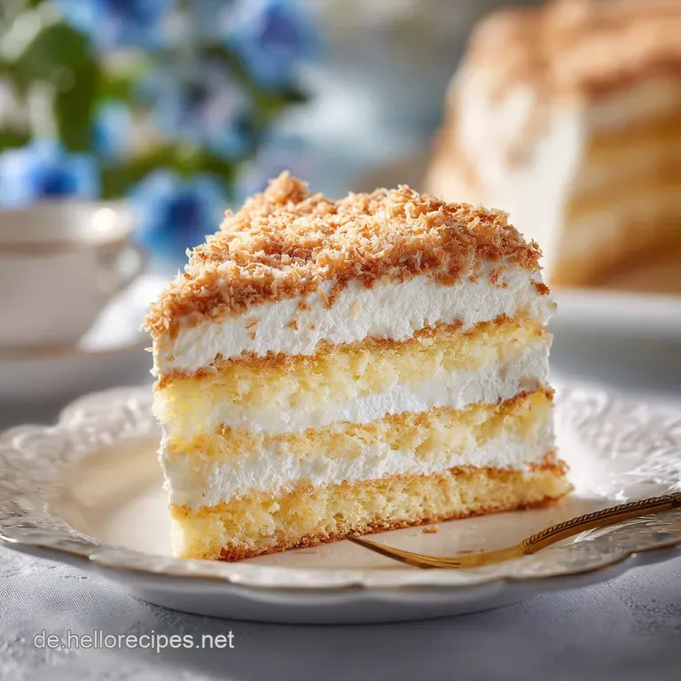 Raffaello Kuchen: Luftiger Biskuit und Kokoscreme