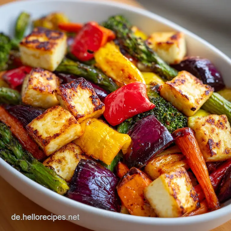 Regenbogen-Ofengem&uuml;se mit Halloumi: Mediterran