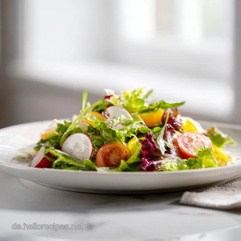 Individual salad in a glass jar, showcasing colorful layers of greens, tomatoes, and a creamy dressing. Ready to be served.
