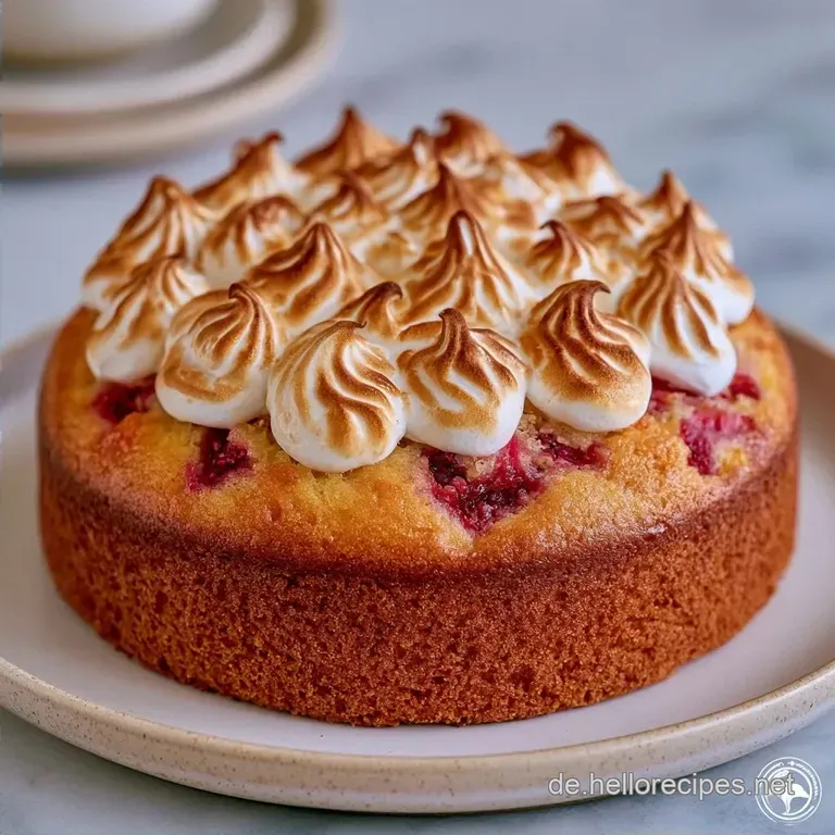 Rhabarber Baiser Kuchen: Saftig mit R&uuml;hrteig