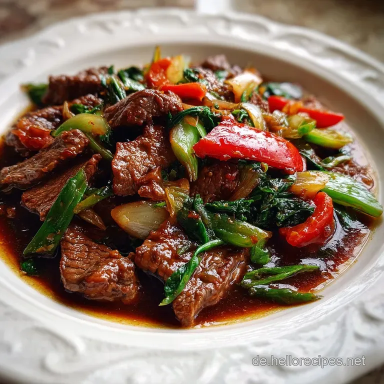 Elegant plate of tender beef tongue slices draped in rich, savory gravy, alongside a fluffy mound of golden mashed potatoes.
