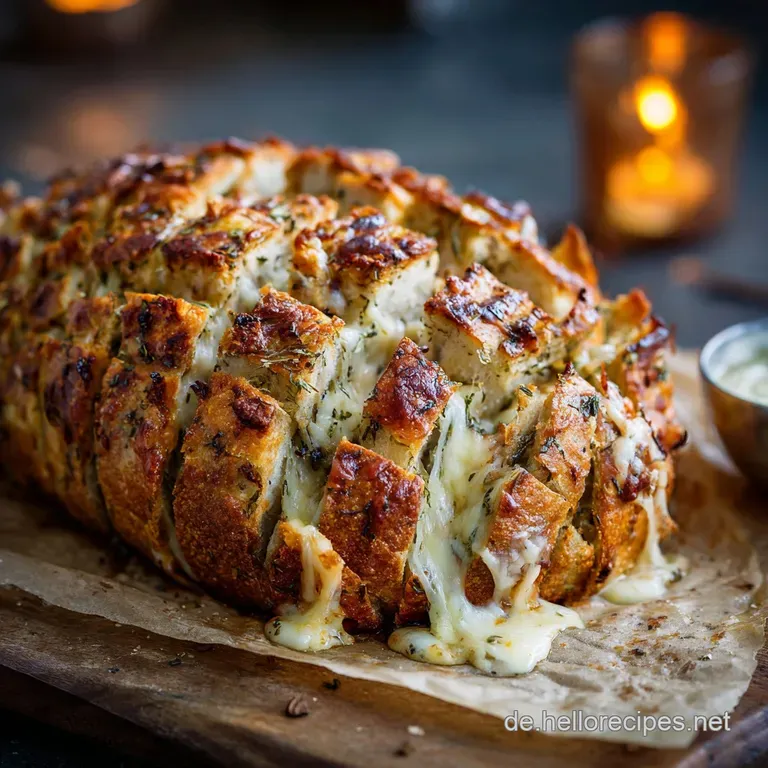 Knoblauchmozzarella Brot: Rustikales Zupfbrot Mit Schmelzendem K&auml;se presentation