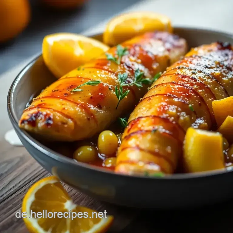Saftig gebratene Entenbrust im Backofen mit Orangen-Ingwer-Sauce presentation
