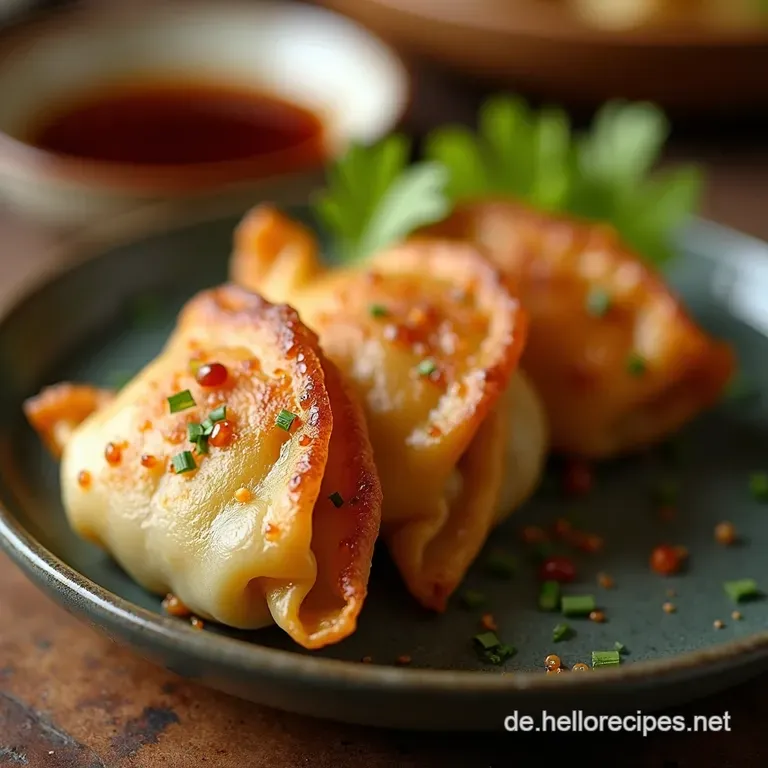 Saftige Gyoza Potstickers mit SesamSojasaucenDip presentation