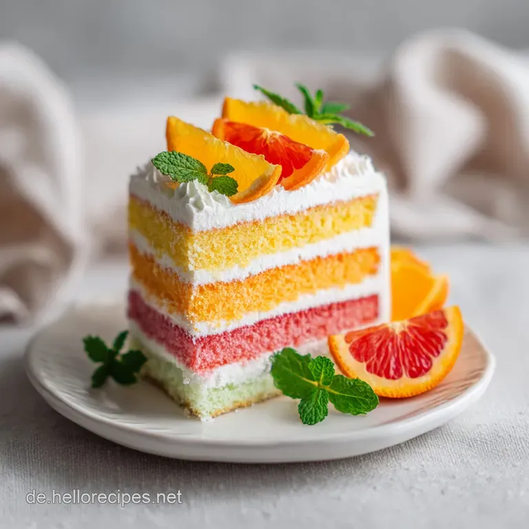 A slice of vibrant orange cake with a delicate, creamy swirl, garnished with fresh orange zest.