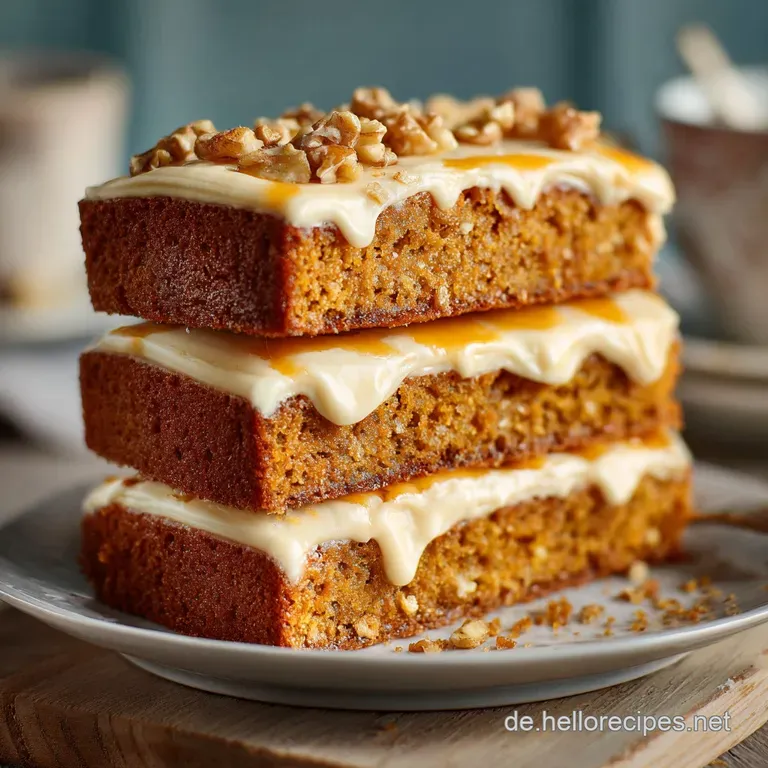 Saftiger K&uuml;rbiskuchen: Der Goldene Herbstbote Mit Cremigem Frischk&auml;se-Topping presentation
