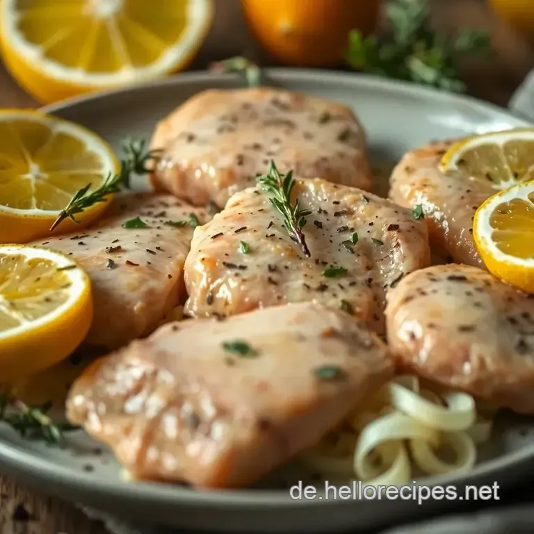 Saftiges Hähnchenbrustfilet mit Kräutern und Zitrone presentation