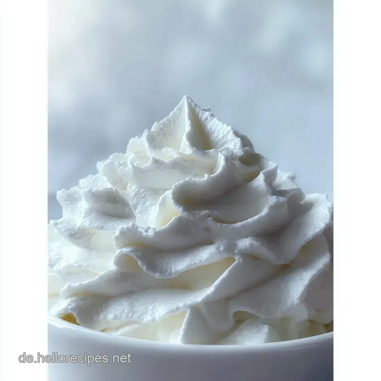 Delicate swirls of freshly whipped cream grace the top of a rich, dark chocolate dessert, promising light and airy indulge...