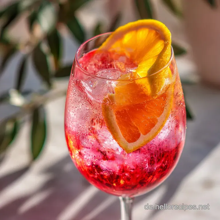 Elegant Sarti Spritz cocktail in a stemmed glass, garnished with a lime wedge; the orange hue catches the light beautifully.
