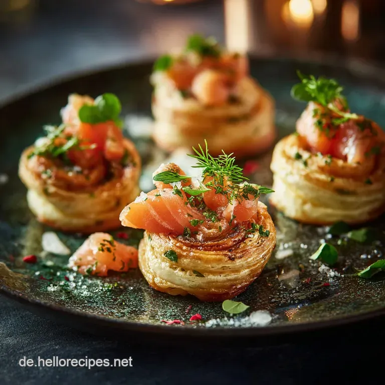Bl&auml;tterteigschnecken Mit Lachs Und Frischk&auml;se: Knuspriges Fingerfood Vom Blech presentation