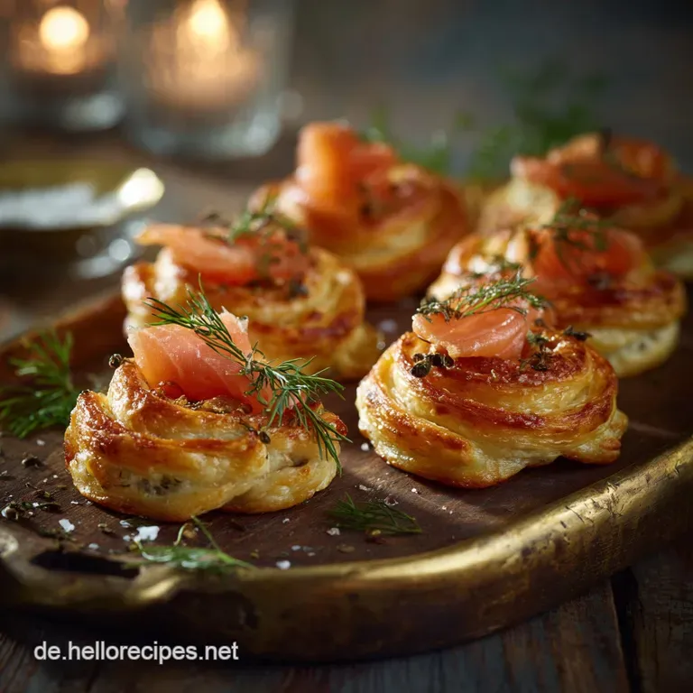 Bl&auml;tterteigschnecken mit Lachs und Frischk&auml;se: Knuspriges Fingerfood vom Blech