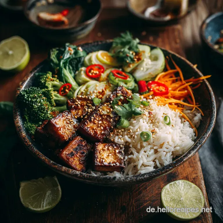Vegane Bowl Mit Reis Und Tofu: Knuspriger Tofu-Genuss presentation