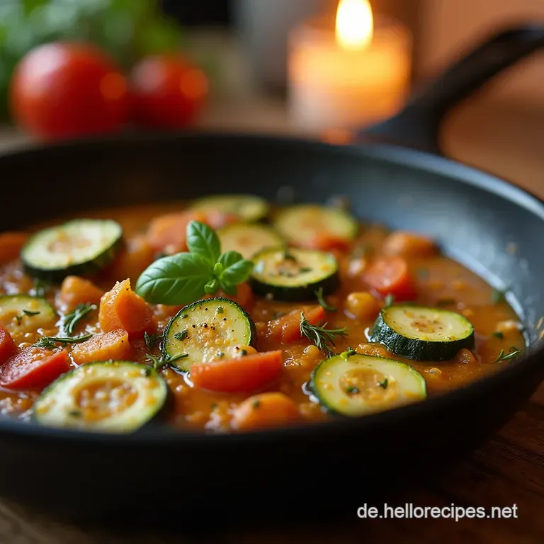 Die FeierabendGlückseligkeit Schnelle ZucchiniKichererbsenPfanne mit mediterranen Kräutern presentation