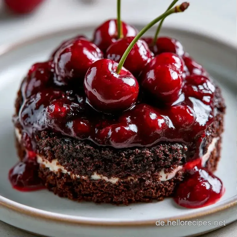 Elegante Glasdesserts auf einem silbernen Tablett, garniert mit frischen Kirschen und zarten Schokoladenraspeln.